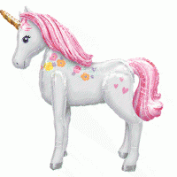 Magical Unicorn  Horse 46 inch Huge Airwalker Flowered Mylar Balloon Party Decoration Fantasy Pegasus Birthday 