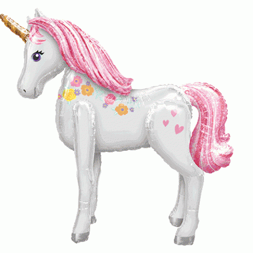 Magical Unicorn  Horse 46 inch Huge Airwalker Flowered Mylar Balloon Party Decoration Fantasy Pegasus Birthday 
