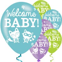 Woodland Fox Welcome Baby Count of 15 latex balloons, 12 inch, baby, decor, baby showers